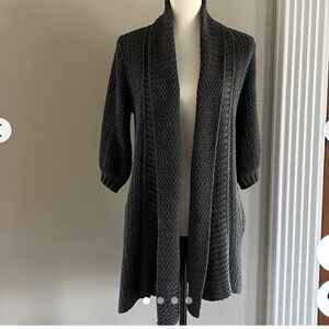 Guess Charcoal Open-Front Knit Cardigan